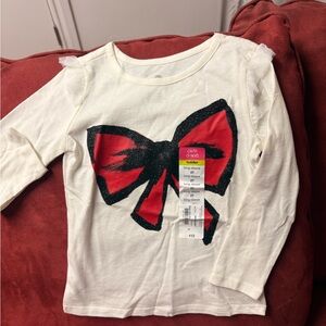 Okie Dokie Cream Long Sleeve with Red Bow